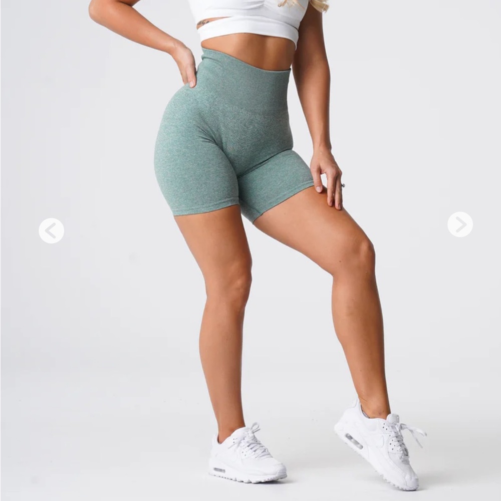 NVGTN sage green scrunch seamless shorts